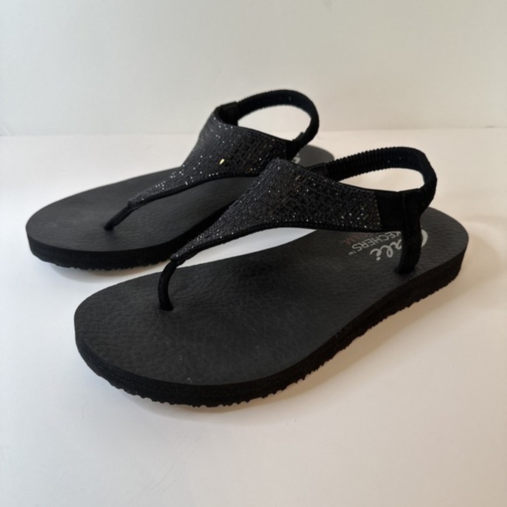 Skechers Meditation Rock Crown Sling Back Womens Sandals Black Size US 9 Great - Picture 2 of 11
